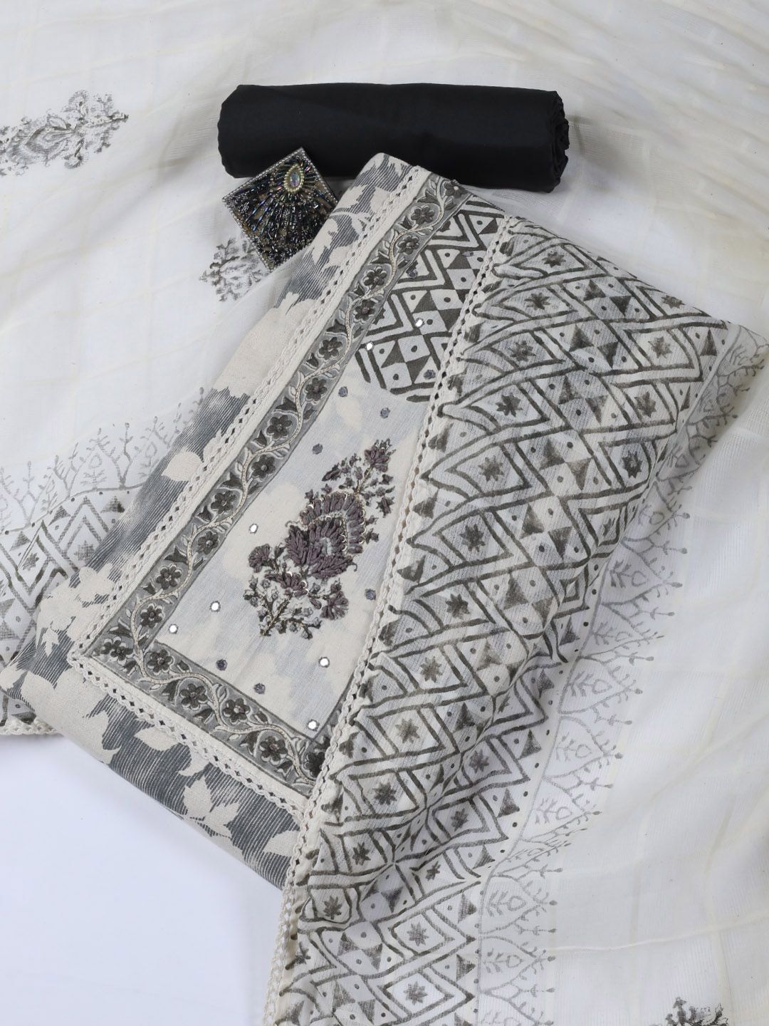 Meena Bazaar Geometric Printed Unstitched Dress Material-picture-11