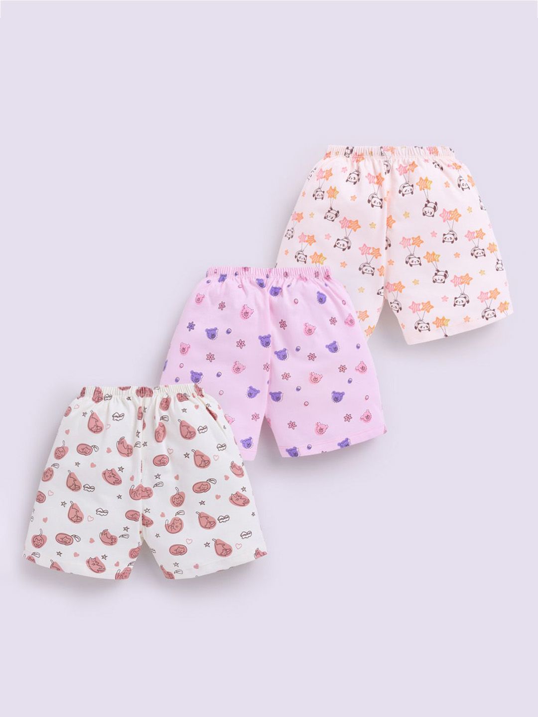 MooNKids Kids Pack Of 3 Printed Pure Cotton Boyshort Briefs MK_Brief_3 beig pch pnk-image-5
