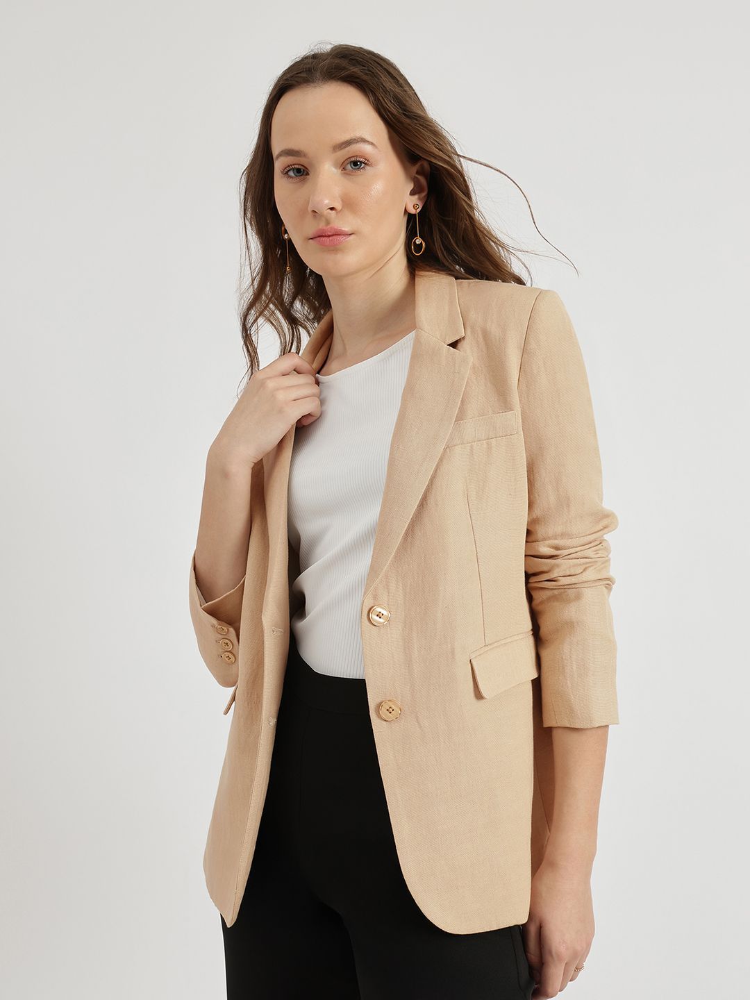 FableStreet Women Notched Lapel Collar Single-Breasted Formal Blazers