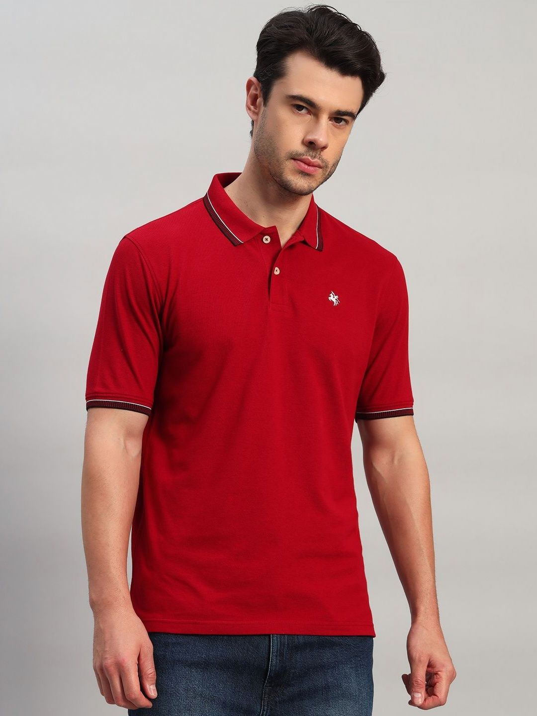 Cantabil Men Solid Polo Collar Slim Fit T-shirt-picture-15