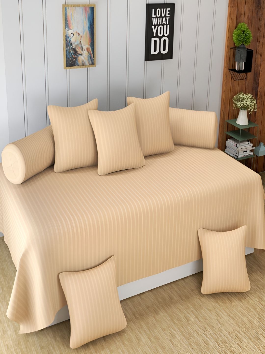 Aura Peach-Colored 8 Pieces Striped Diwan Set-picture-15