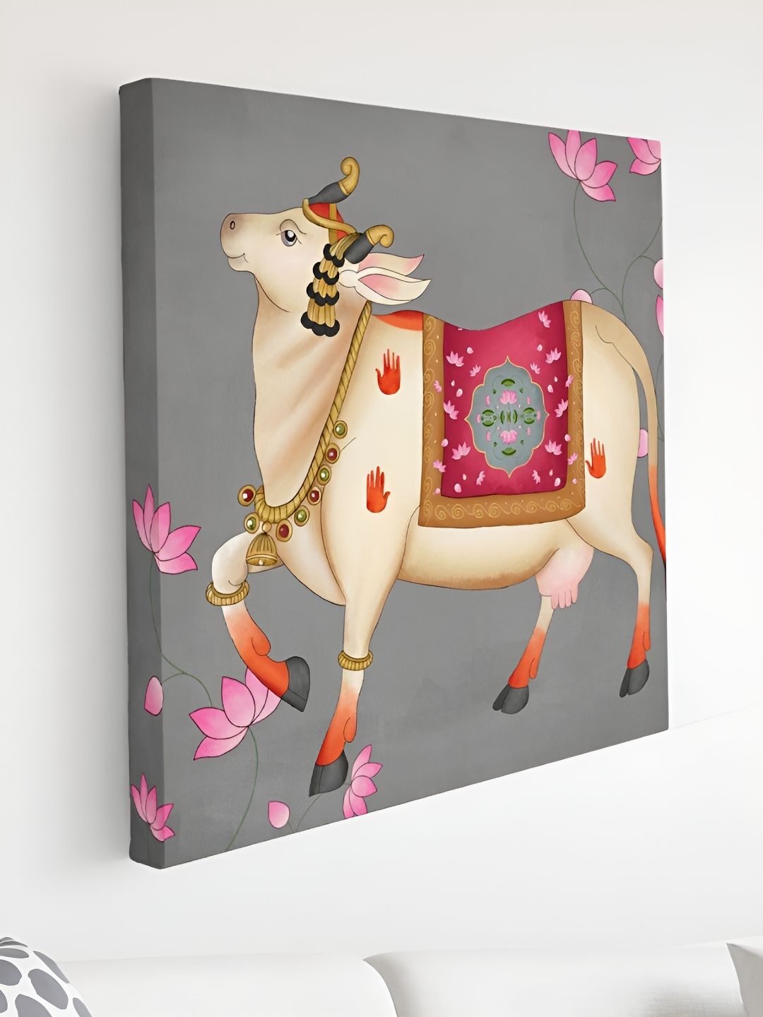 Myntra Elegant Homes Brown And Red Pichwai Cow Printed Canvas Wall Art-image-48