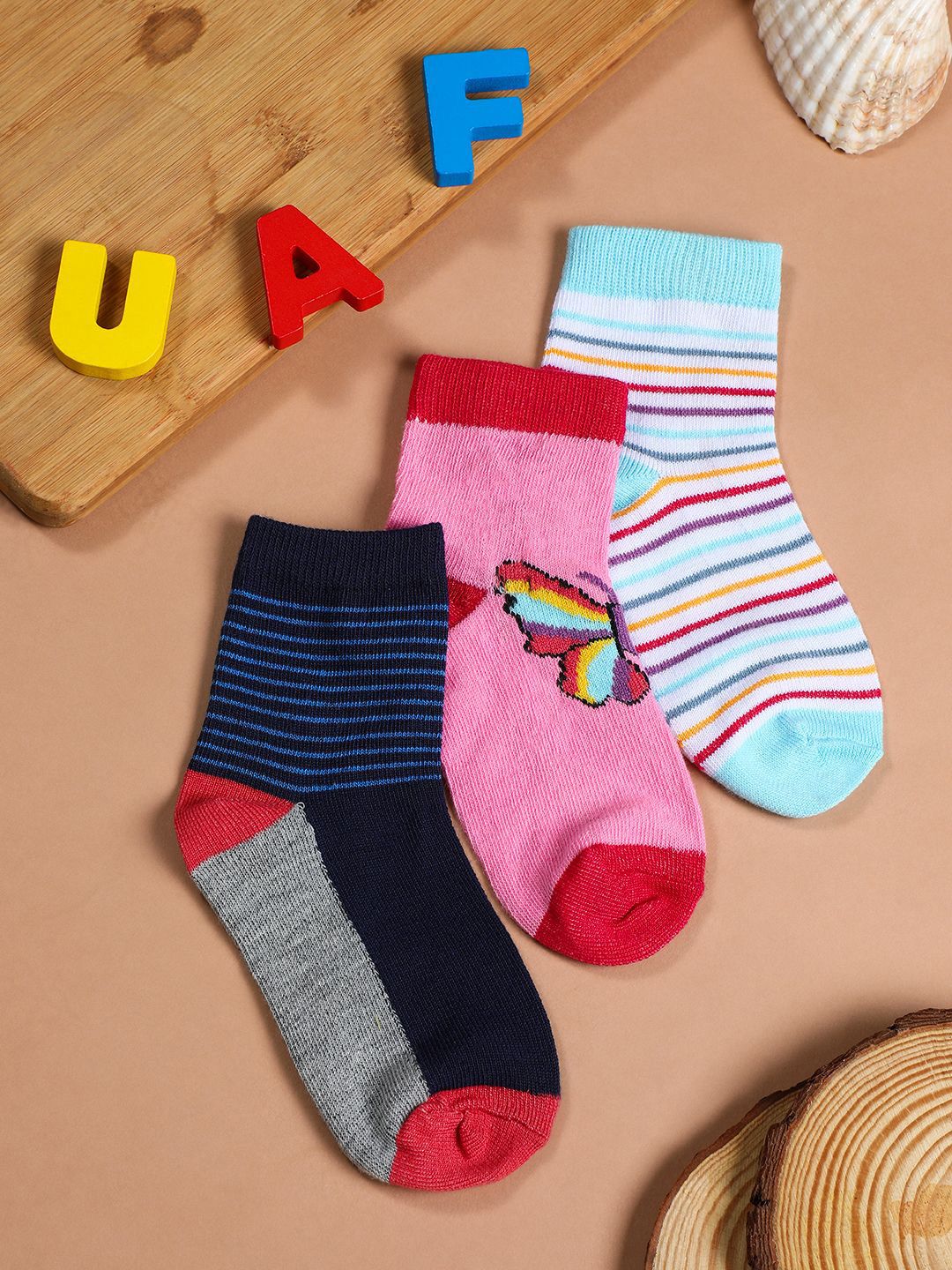 YK Infant Boys Pack Of 3 Patterned Ankle-Length Socks-picture-31