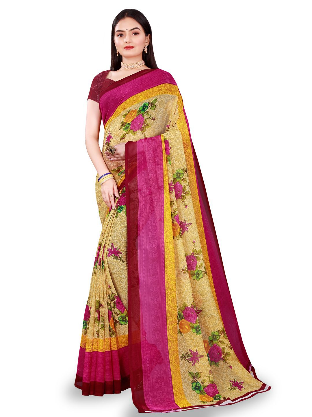 Moda Rapido Floral Printed Pure Georgette Saree-picture-29