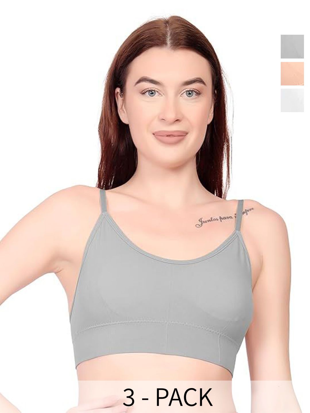 BRACHY Women Pack Of 3 Lightly Padded Non-Wired Sports Bra
