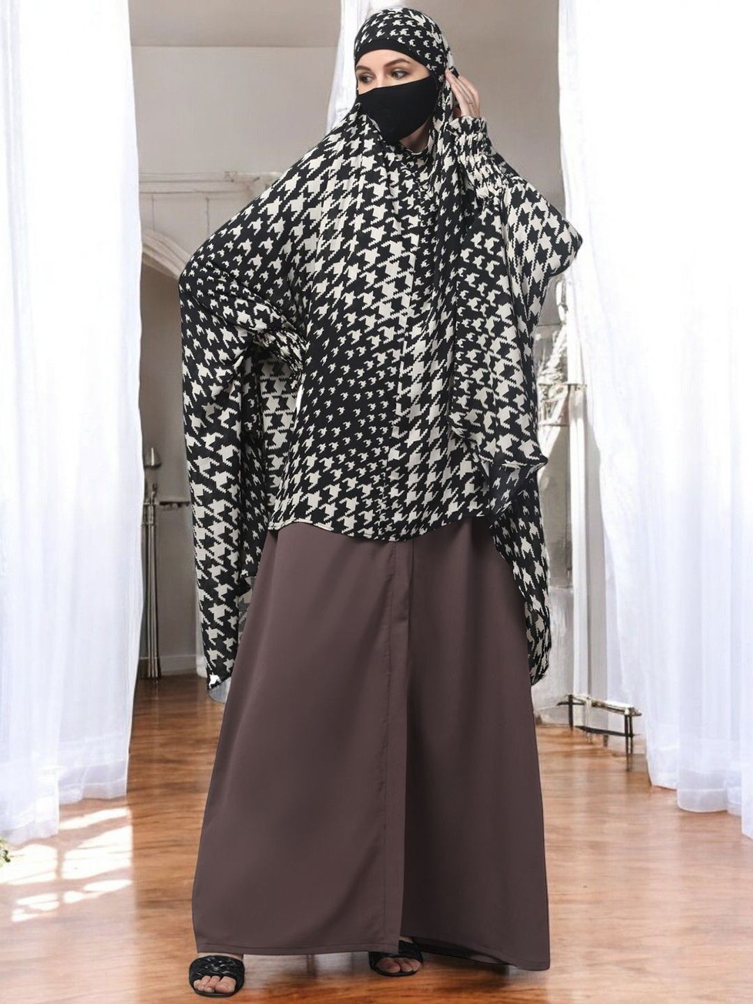 BASHARIYA Printed Khimar Hijab With Mouth Piece