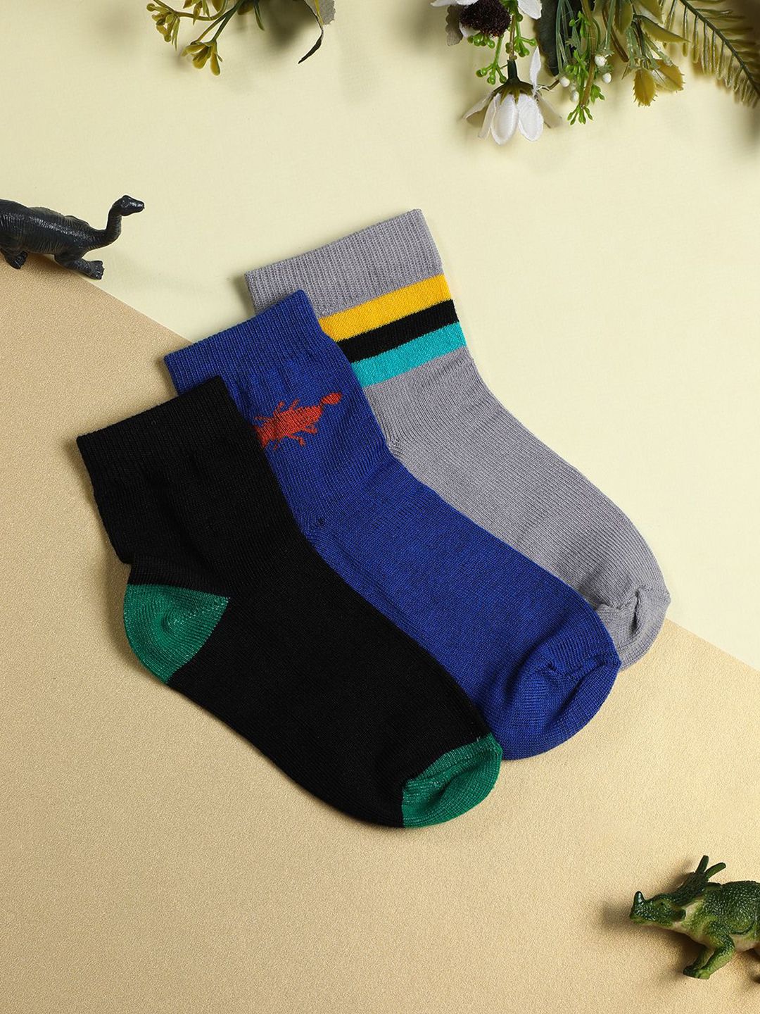YK Infant Boys Pack Of 3 Patterned Ankle Length Socks-picture-20