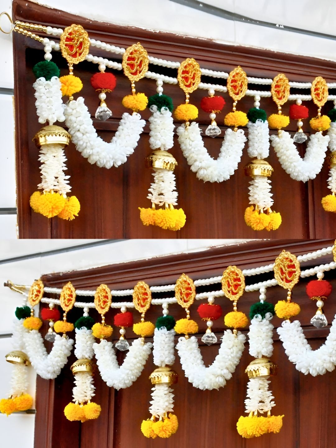 SATVIK CREATIONS Green & Yellow Pom Pom Toran Festive Decor