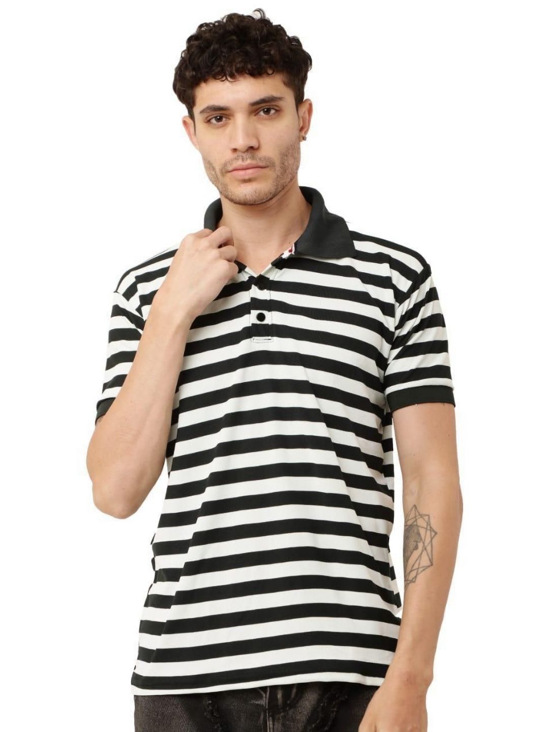 TRENDY ERA Men Rapid-Dry Striped Polo Collar T-shirt-picture-19
