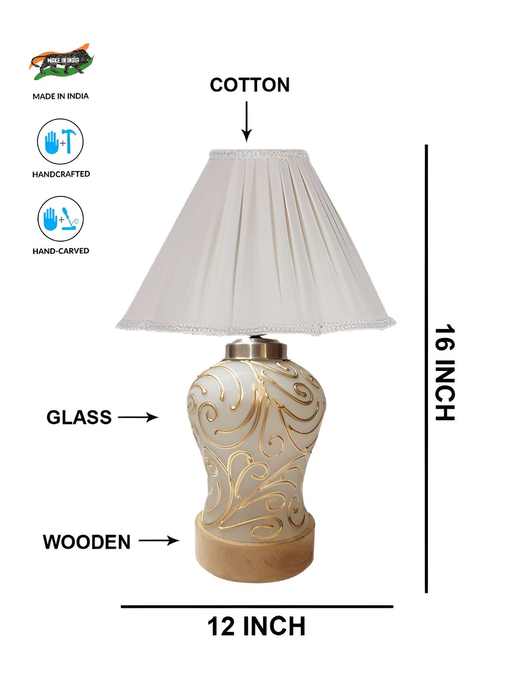 Aura Off White Glass Traditional Abstract Shaped Table Lamp-picture-21