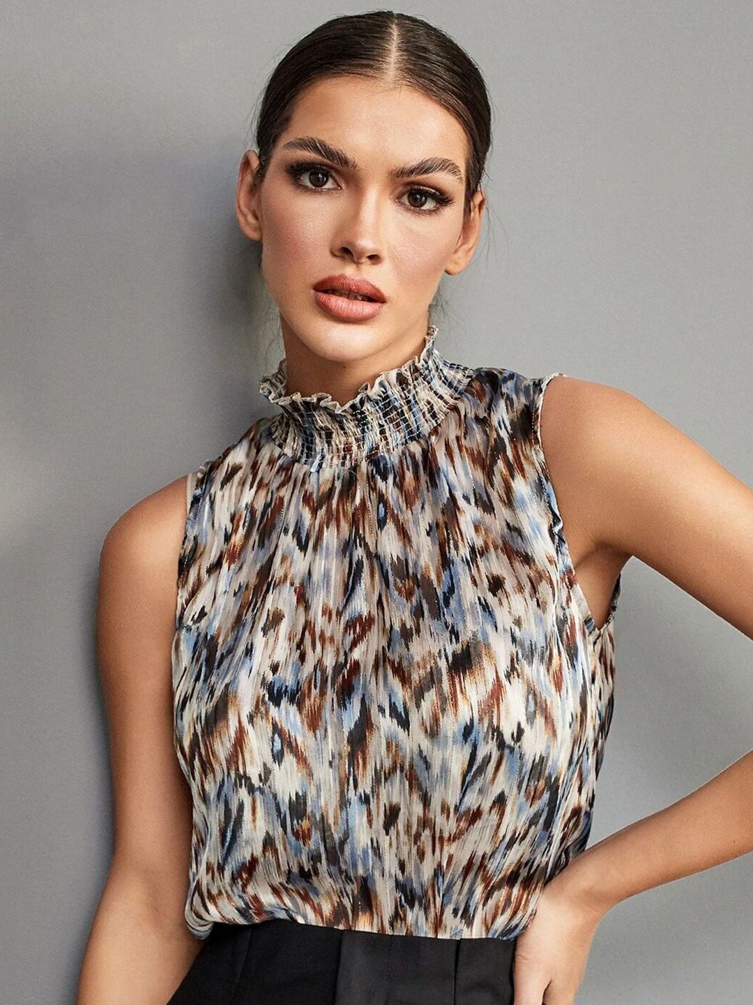 Stylecast X Slyck Women Animal Print Ruffles Regular Top-picture-32