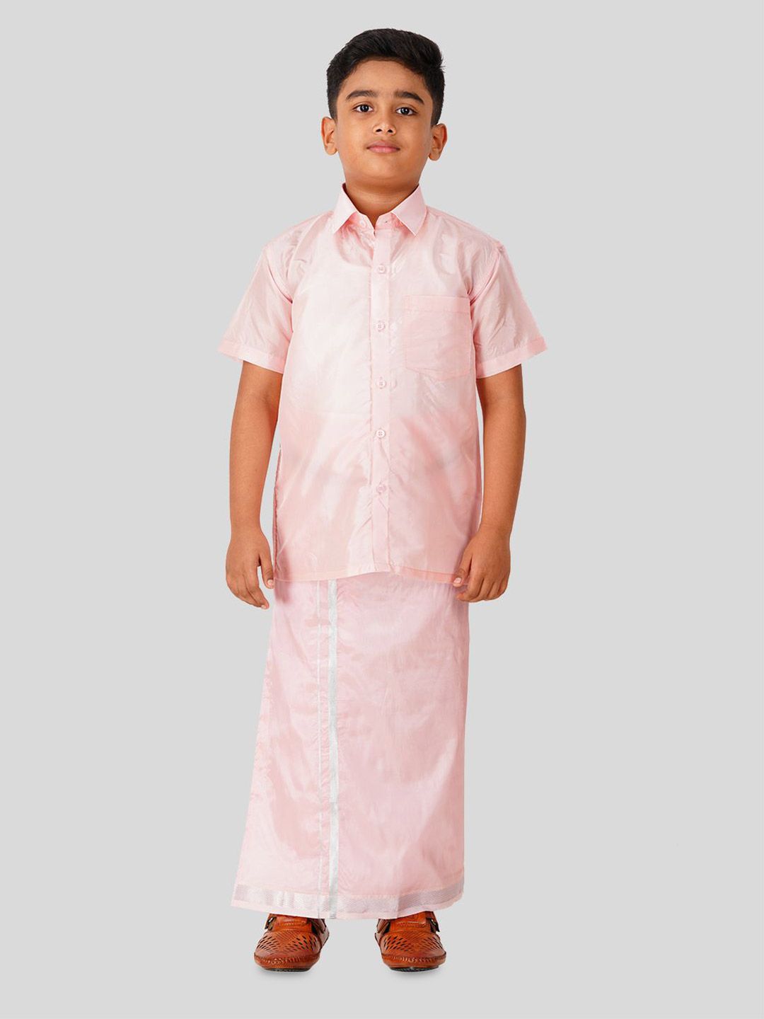 THANGAMAGAN Boys Short Sleeves Shirt With Dhoti-picture-11