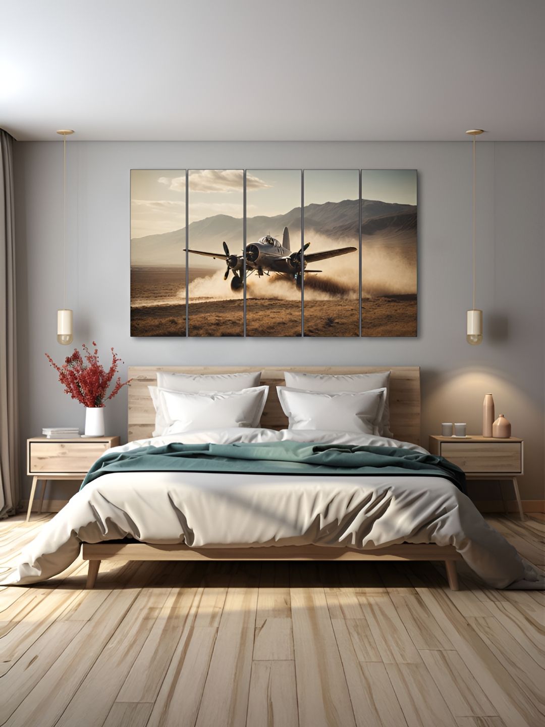 The Castle Decor Brown & Grey 5 Pieces Jet Printed Wall Art-picture-36