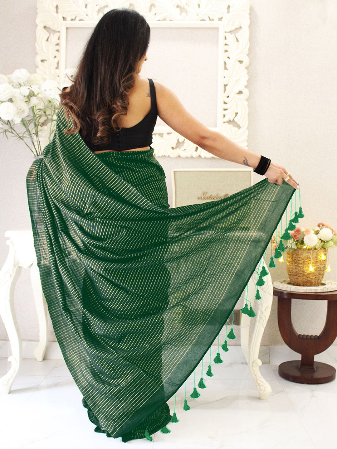 Anouk Striped Pure Cotton Saree