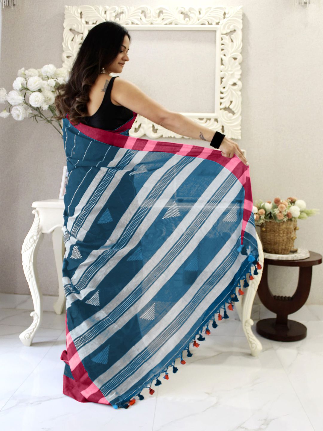 Anouk Striped Pure Cotton Saree