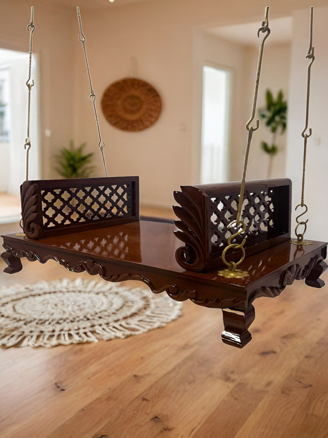 JAIRI TRADERS Brown Wooden Swings With Armrest-picture-14