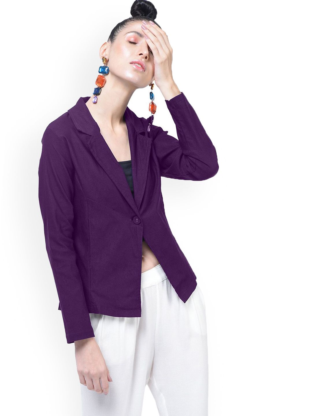 Moda Rapido Cotton Notched Lapel Collar Single-Breasted Blazer-picture-20