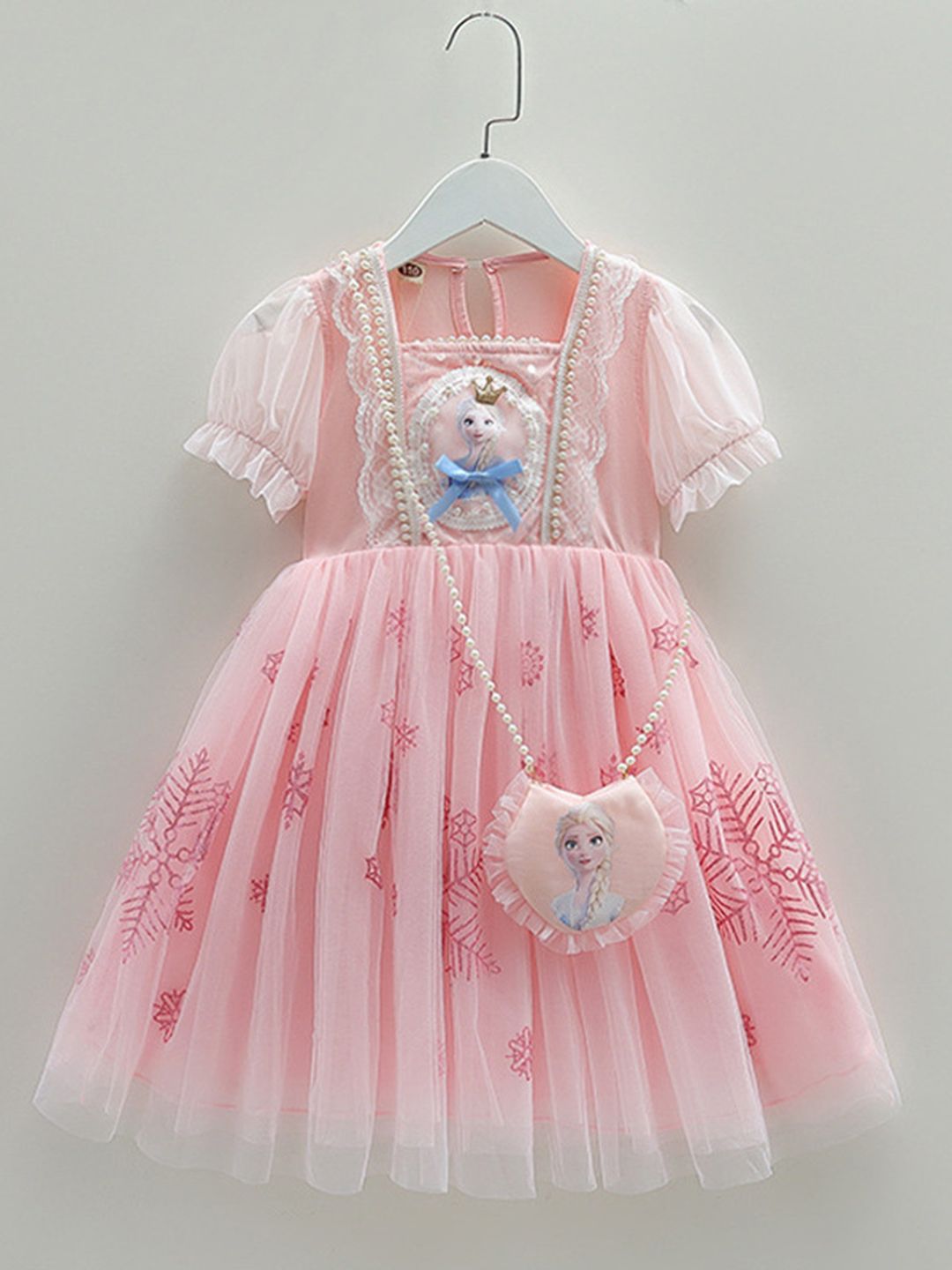 YK Girls Printed Lace-Up Fit & Flare Dress-picture-56