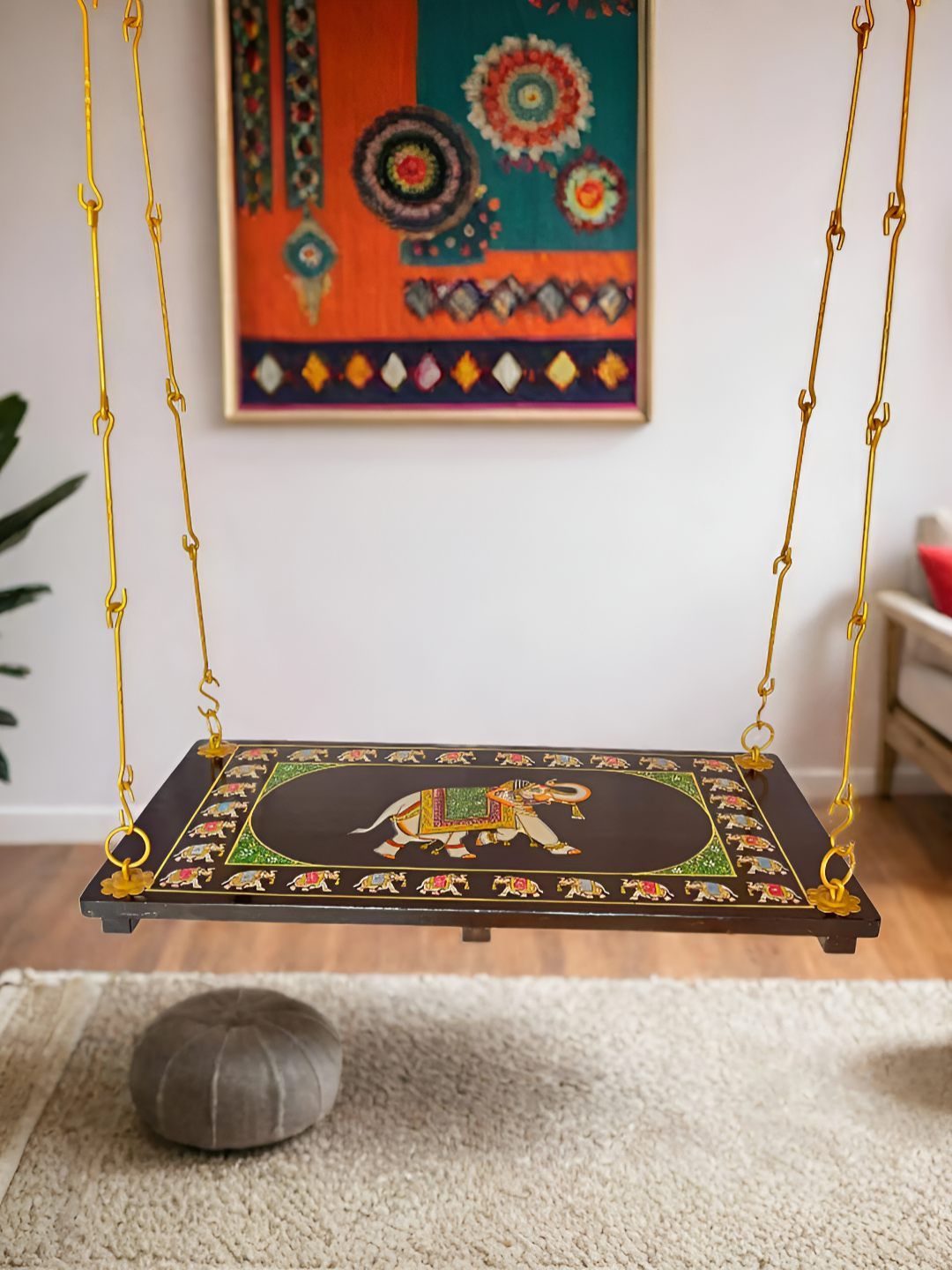 JAIRI TRADERS Brown & Green Printed Wooden Swings
