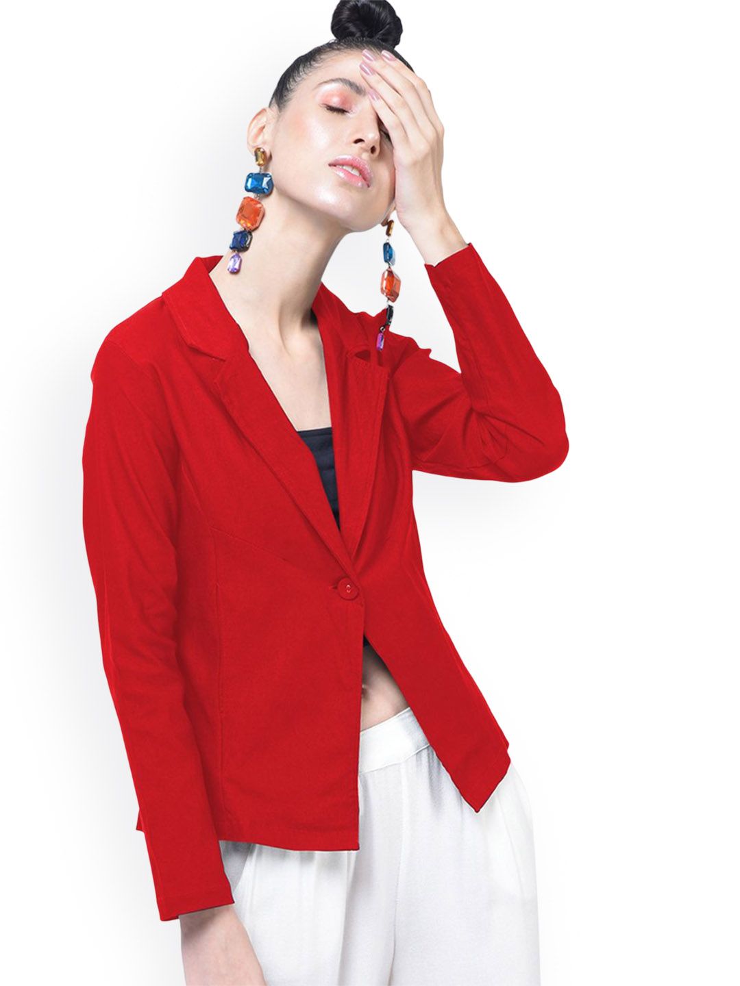 Moda Rapido Cotton Notched Lapel Single-Breasted Blazer-picture-27