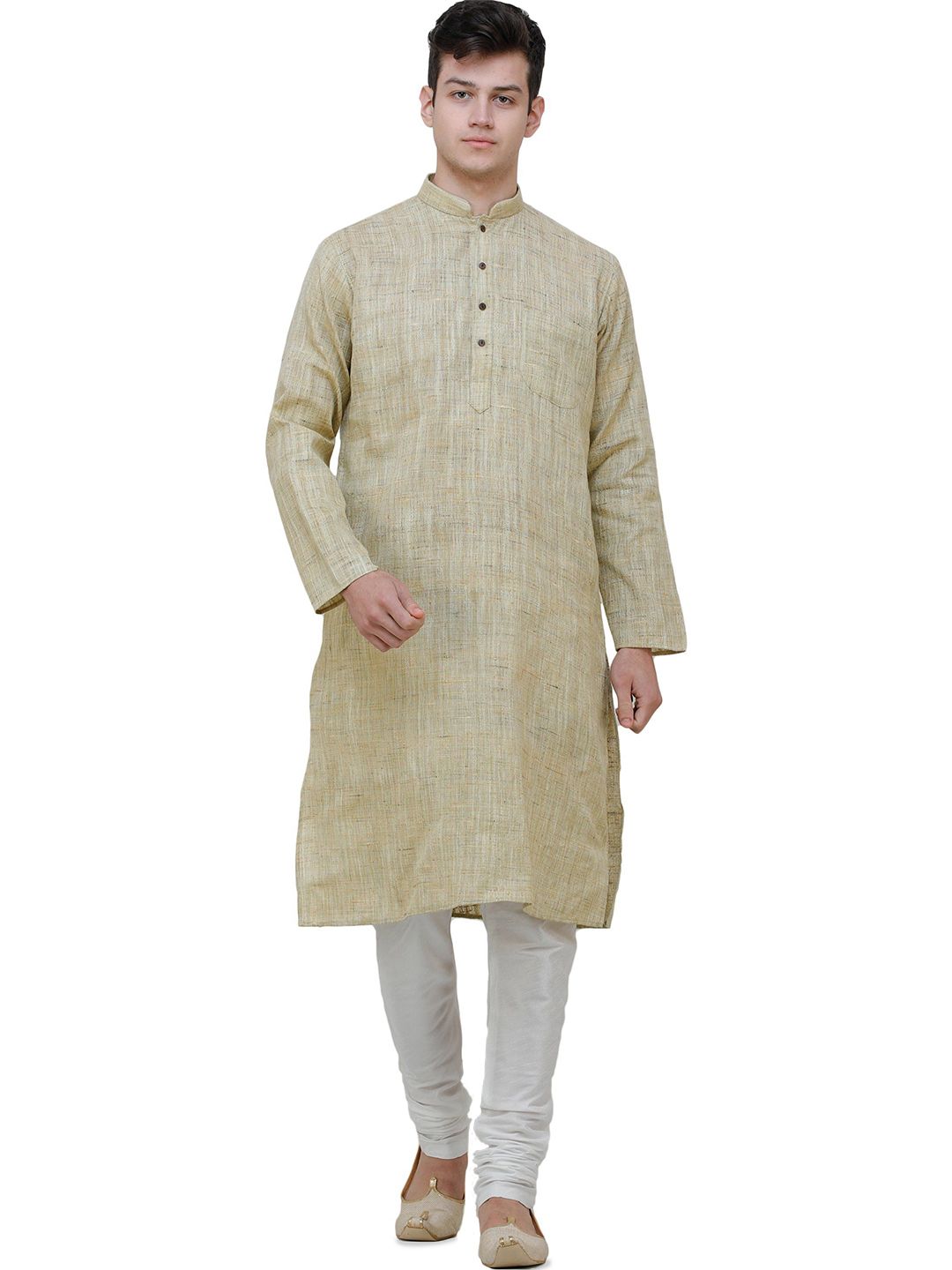 Exotic India Men Pure Handspun Charkha Cotton Kurta Pyjama-picture-37
