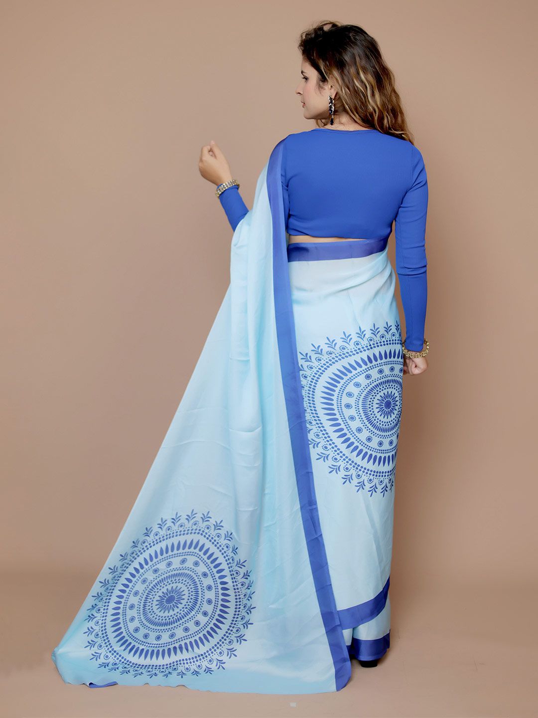 Anouk Floral Satin Designer Saree