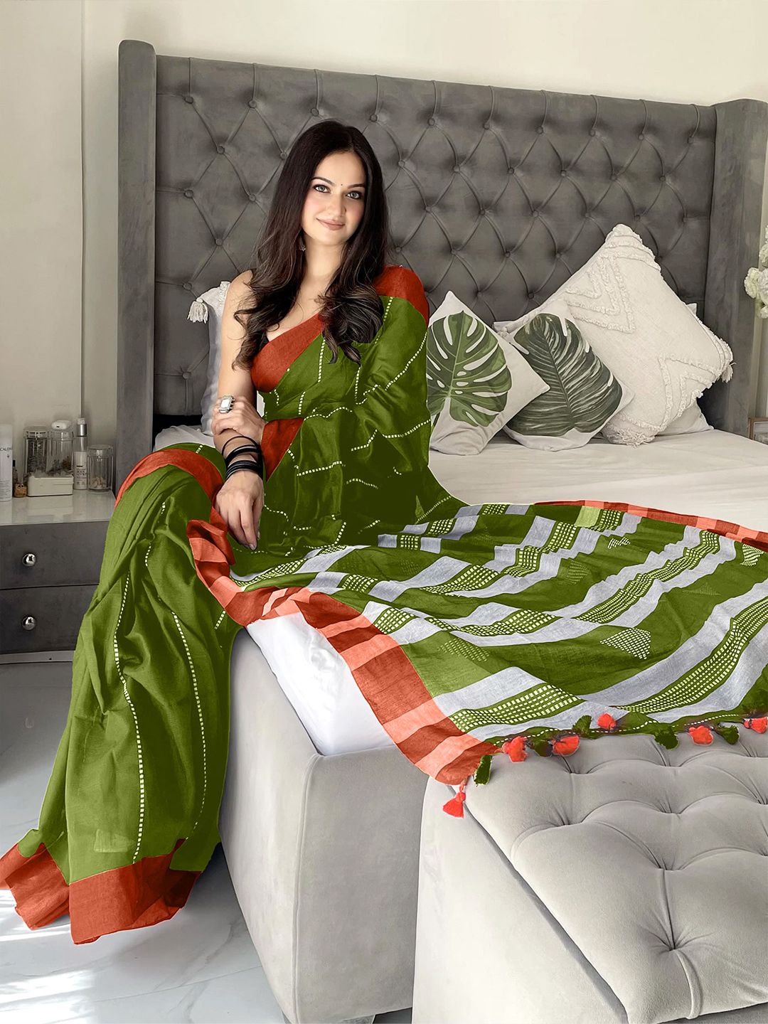 Anouk Striped Pure Cotton Designer Saree