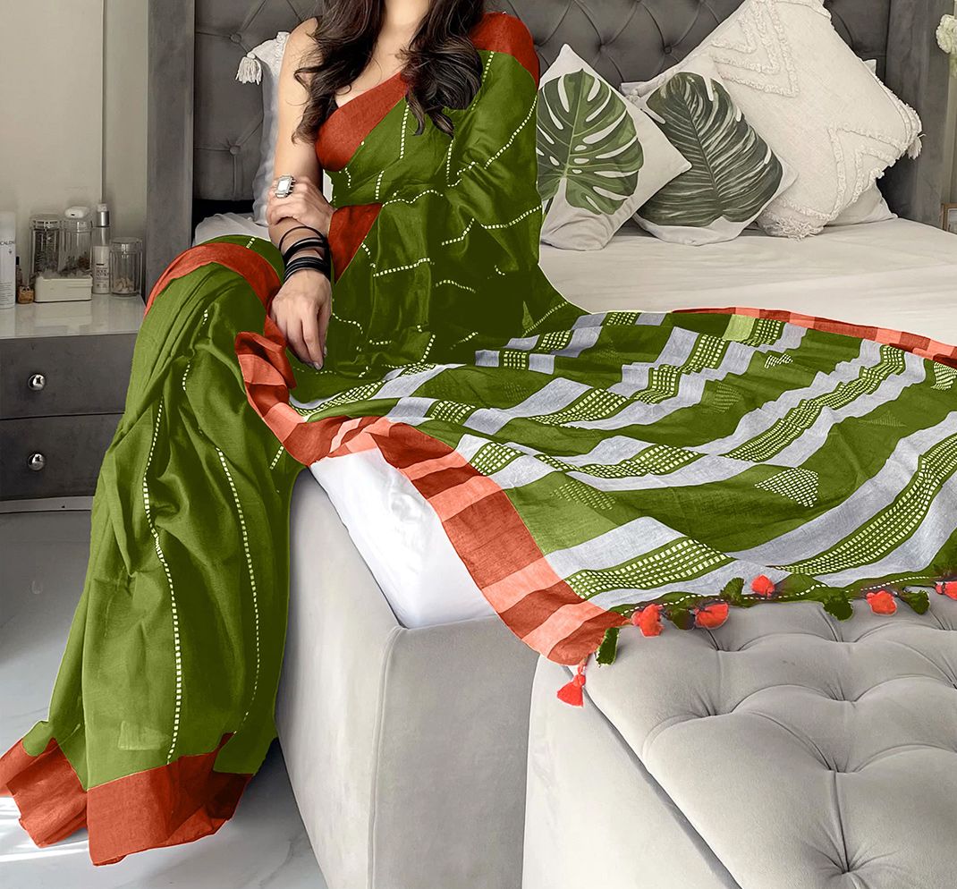 Anouk Striped Pure Cotton Designer Saree