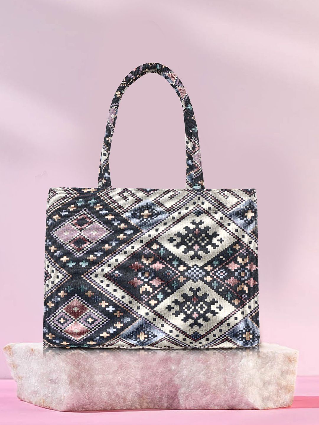 QNS Women Ethnic Motifs Printed Shopper Tote Bag-image-44