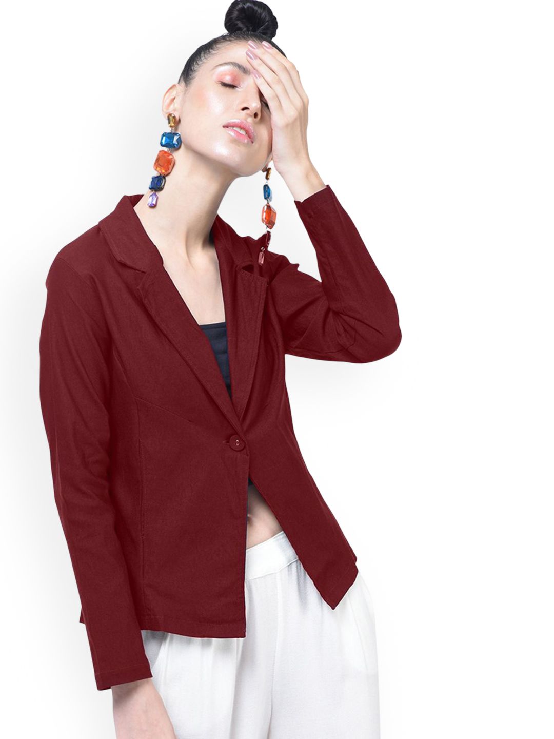 Moda Rapido Cotton Notched Lapel Collar Single-Breasted Blazer-picture-19