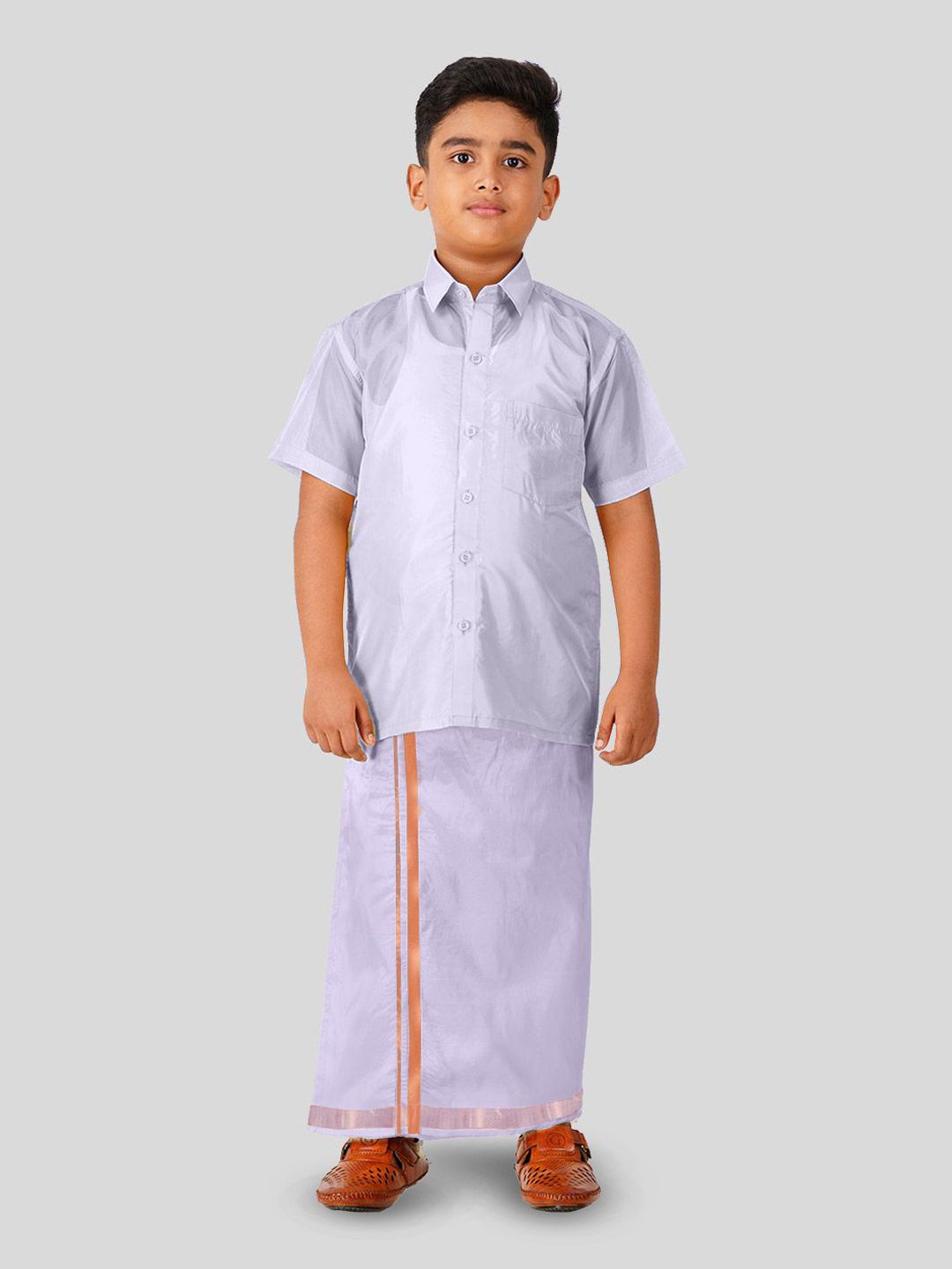 THANGAMAGAN Boys Short Sleeves Shirt With Dhoti-picture-27