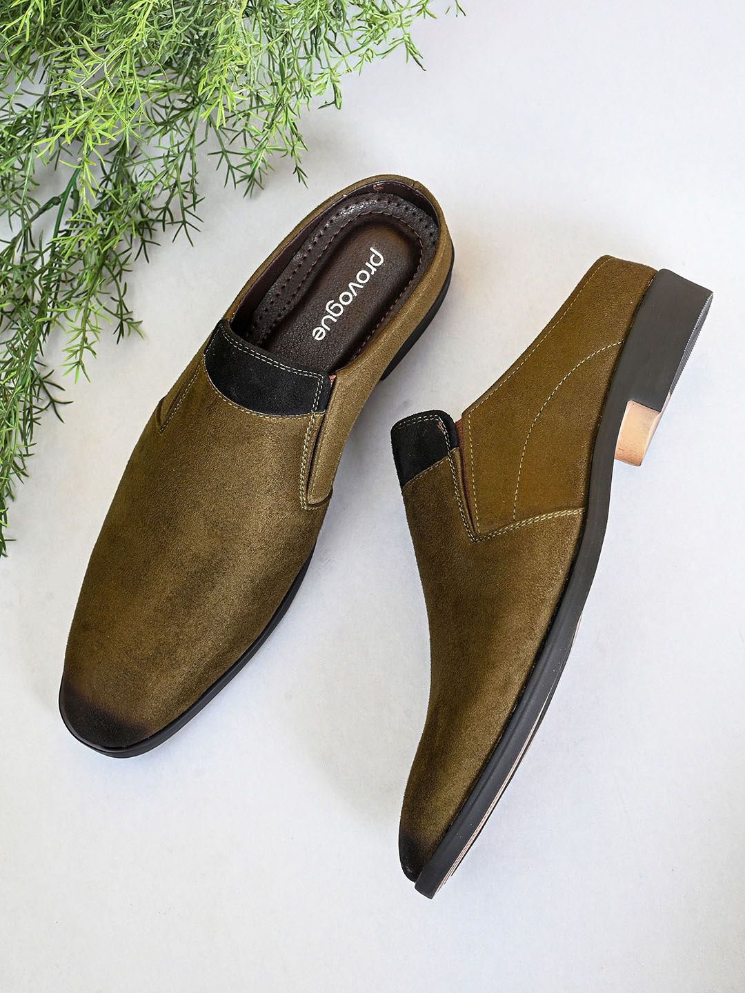 Provogue Men Green Leather Slip-On Formal Shoes-image-13