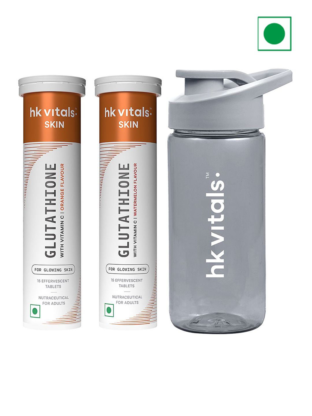 HK VITALS Set Of 2 Glutathione Effervescent Tablets- 15 Tablets Each- Orange & Watermelon-picture-21