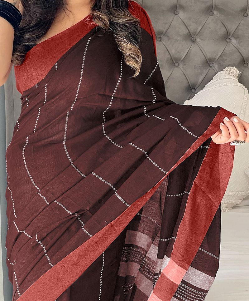 Anouk Striped Pure Cotton Designer Saree
