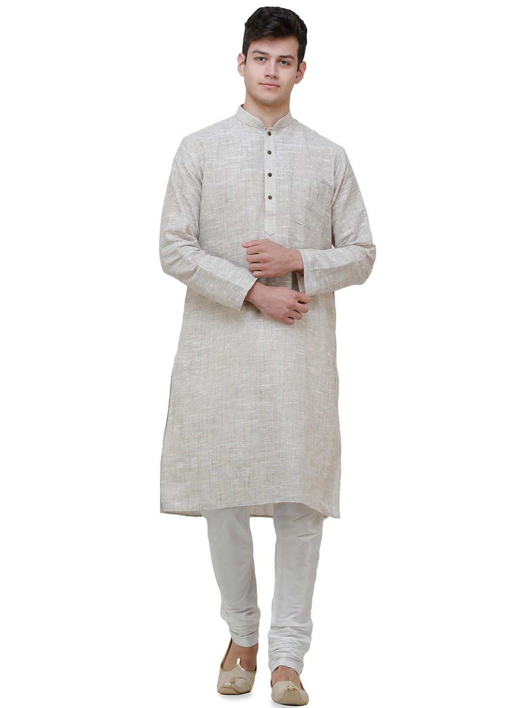 Exotic India Men Pure Handspun Charkha Cotton Kurta Pajama-picture-35