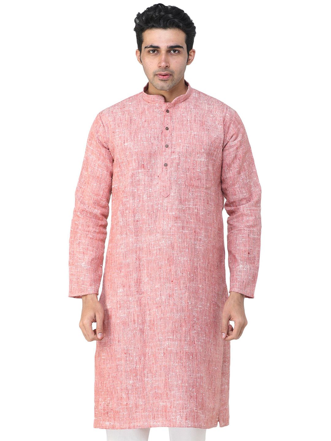 Exotic India Men Solid Pure Cotton Kurta with Pyjamas-picture-36