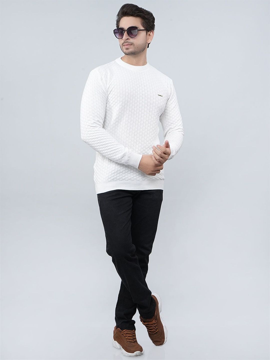 FEVERFEW Men Solid Self Design Fashion Pullover Sweaters-picture-43