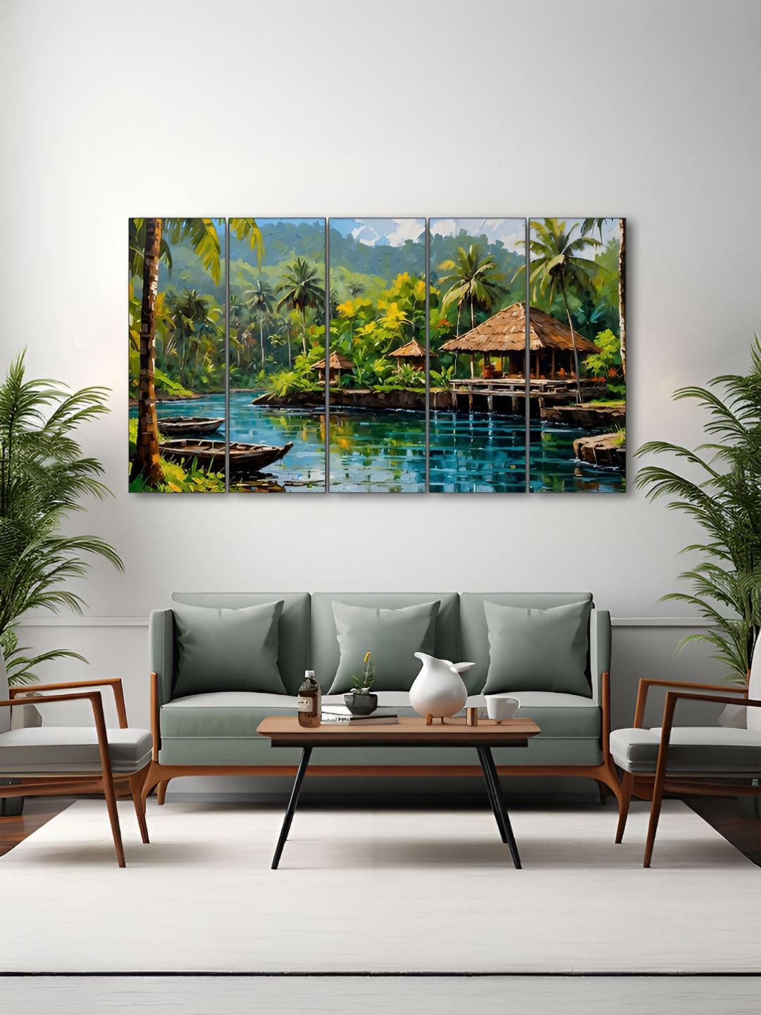 The Castle Decor Green & Brown 5 Pieces Trees Printed Wooden Wall Art-picture-24