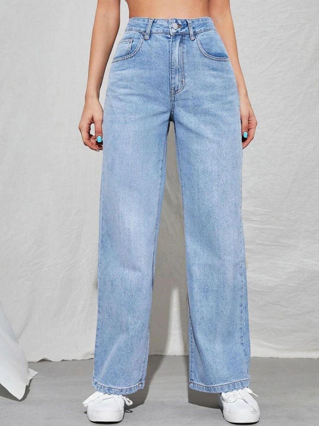 POMPOUS Women Jean Flared High-Rise Light Fade Stretchable Jeans