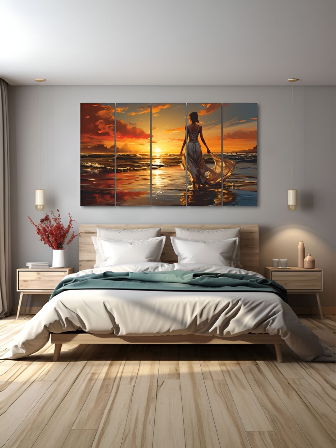 The Castle Decor Brown & Grey 5 Pieces Women Printed Wall Art-picture-31