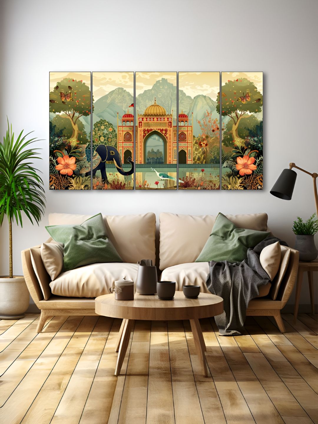 The Castle Decor Green & Brown 5 Pieces Traditional Wooden Wall Arts-picture-25