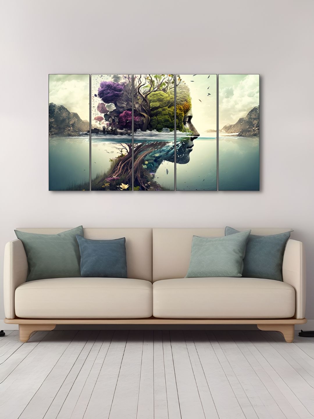 The Castle Decor Green & Brown 5 Piece Wood Other Wall Paintings-picture-18