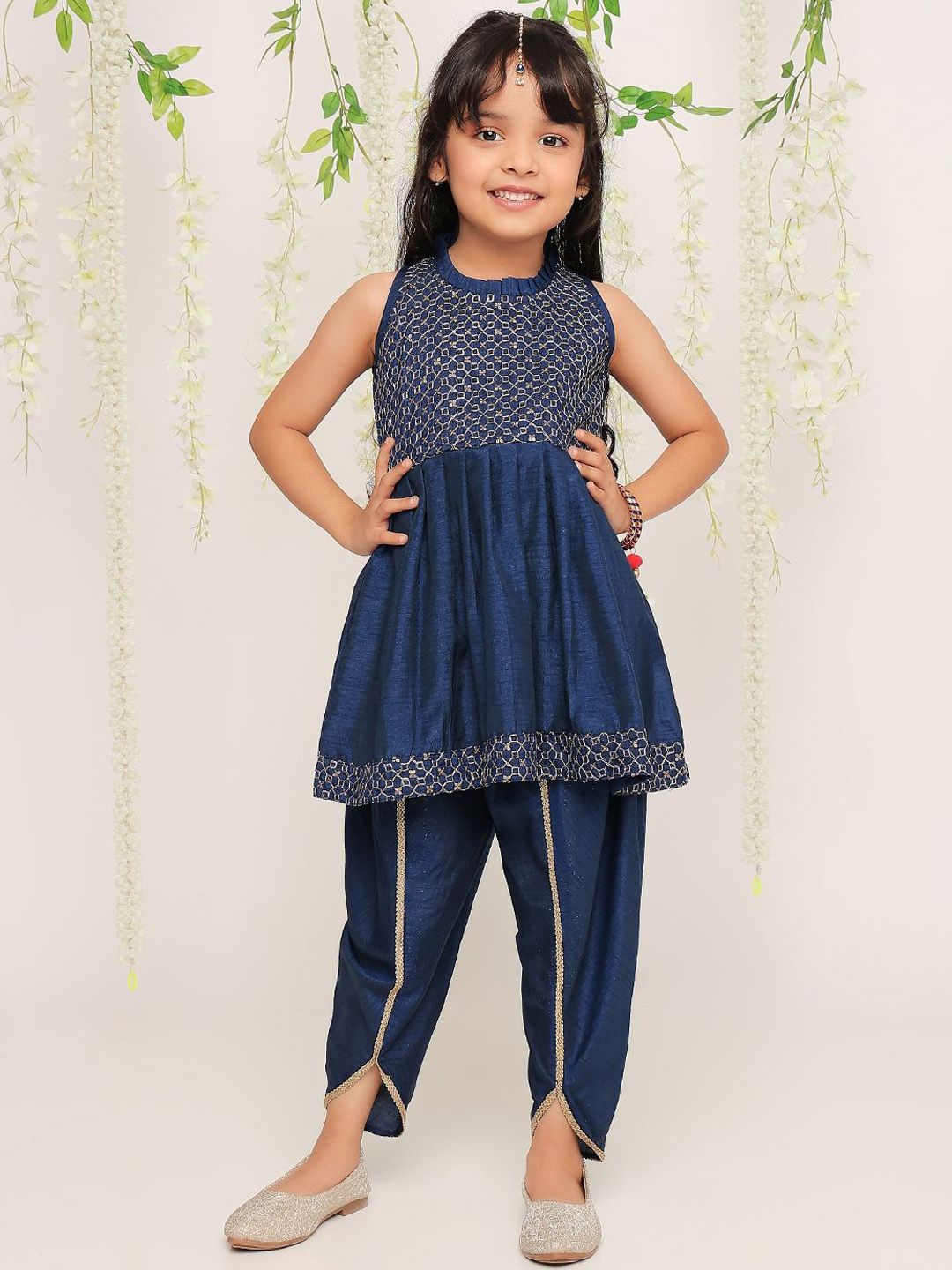 KID1 Girls Ethnic Motifs Embroidered Kurta with Dhoti Pant-picture-46
