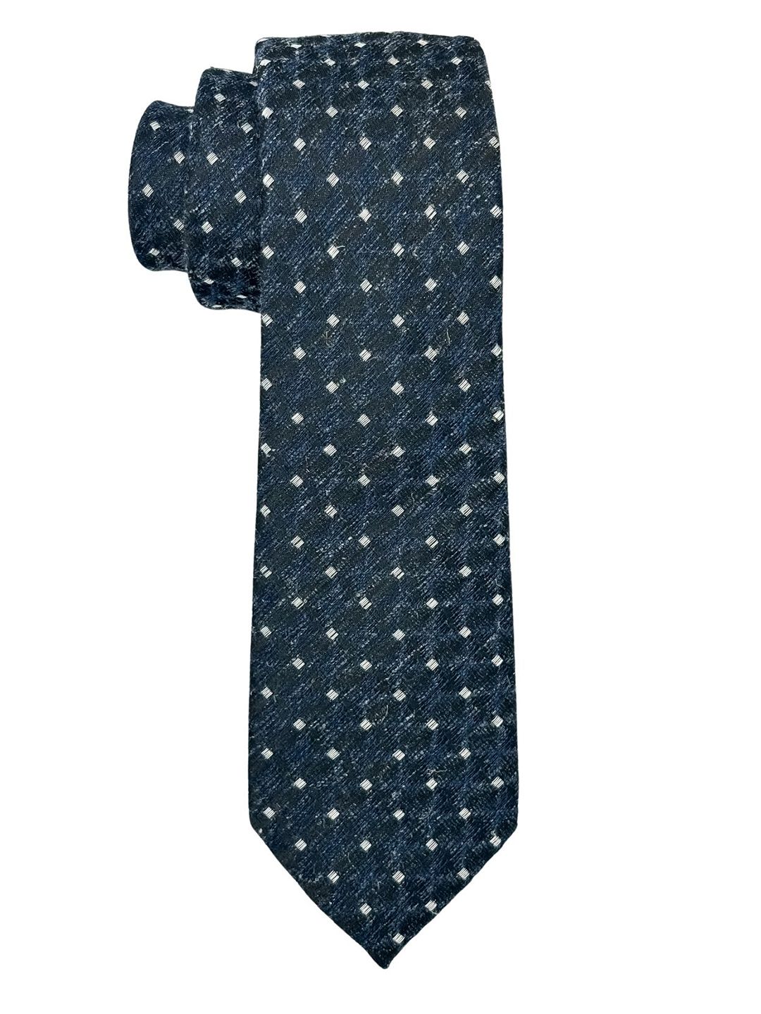 The Tie Hub Men Blue Textured Handcrafted Formal Broad Tie-picture-37