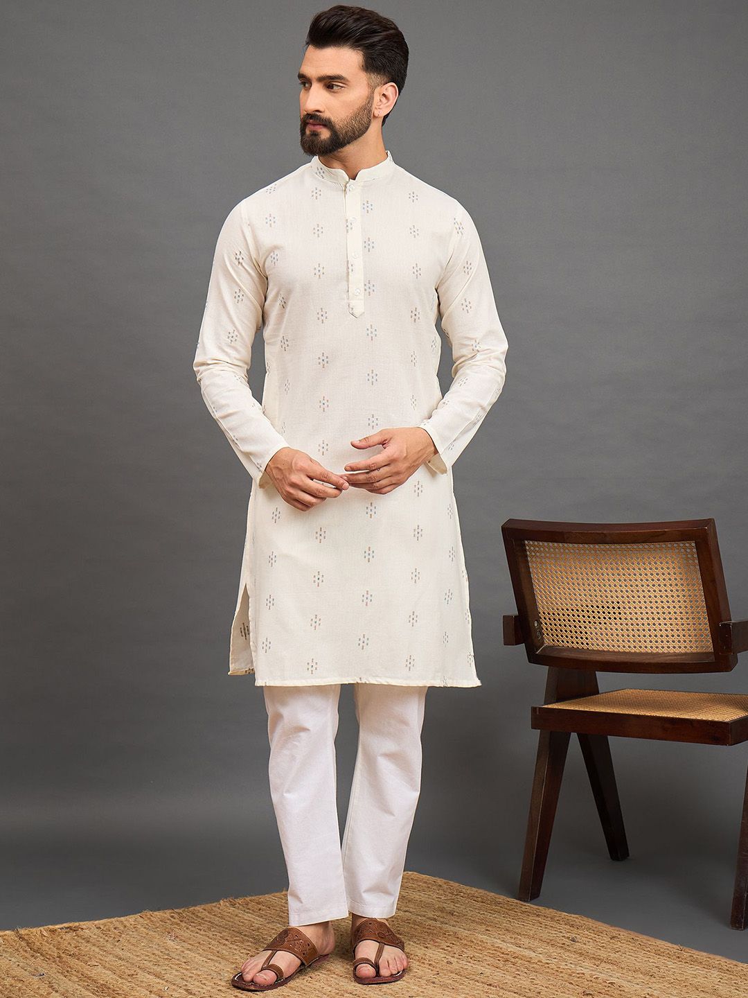 House Of Pataudi Printed Cotton Straight Kurta-picture-34