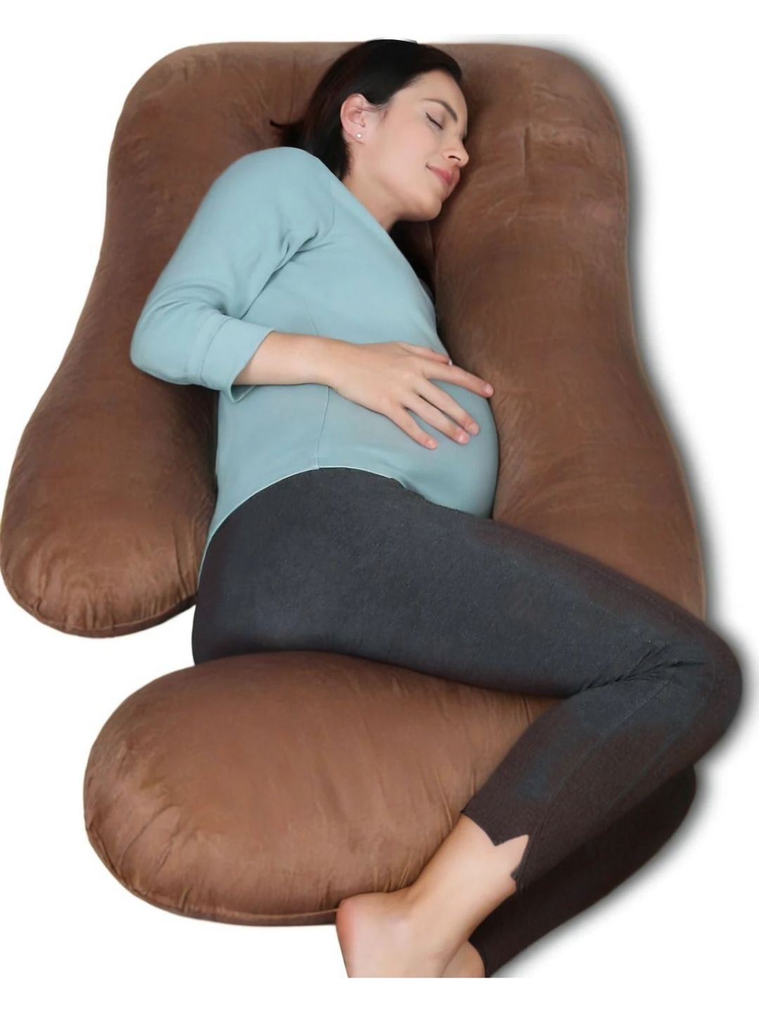 Pum Pum Brown Fibre Filled Faux Velvet Ultra Soft Maternity Pillow-picture-42