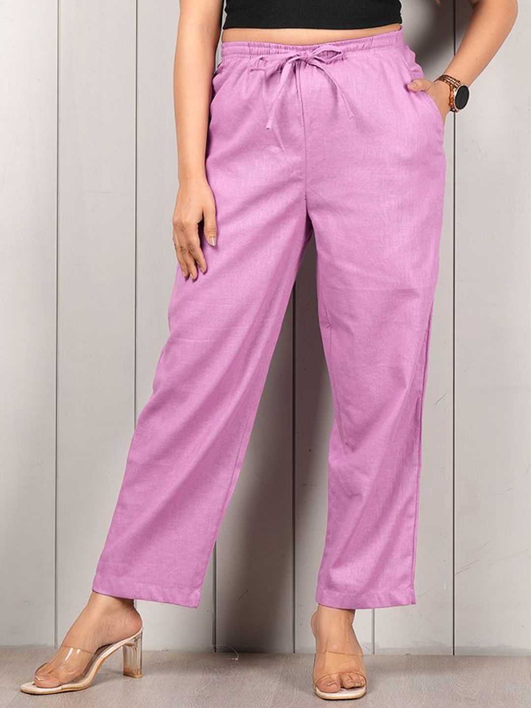 Style Shoes Women Relaxed Fit High-Rise Linen Trouser-image-5