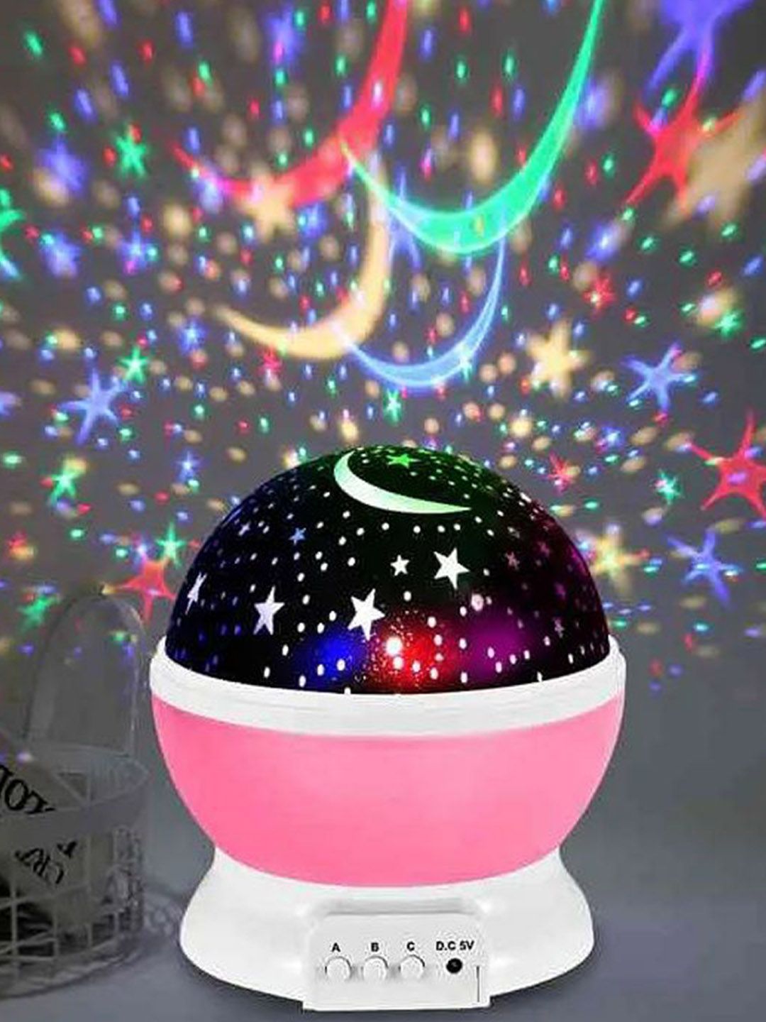 PIPALIYA Pink & Blue Star Master Rotating 360 Degree Moon Table Lamp-image-15