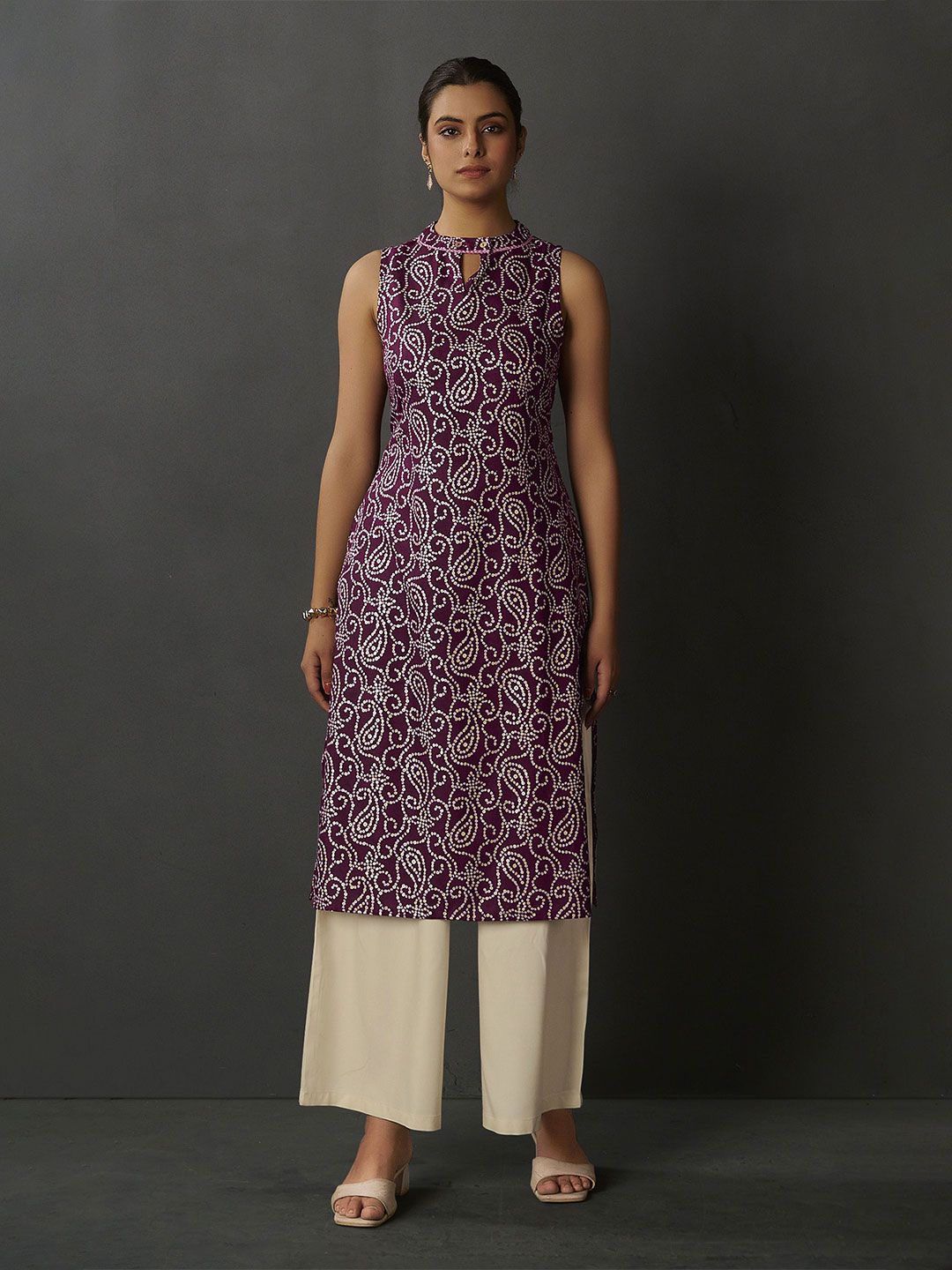 Anouk Women Paisley Printed Halter Neck Kurta-picture-16