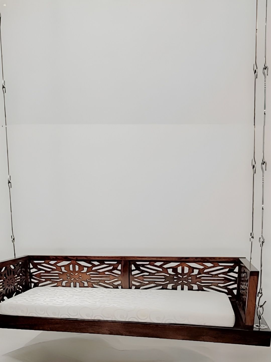 JAIRI TRADERS Brown & WhiteWooden Swings With Cushion-picture-11